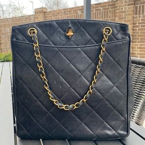 Chanel Vintage Caviar Quilted Tote Handbag